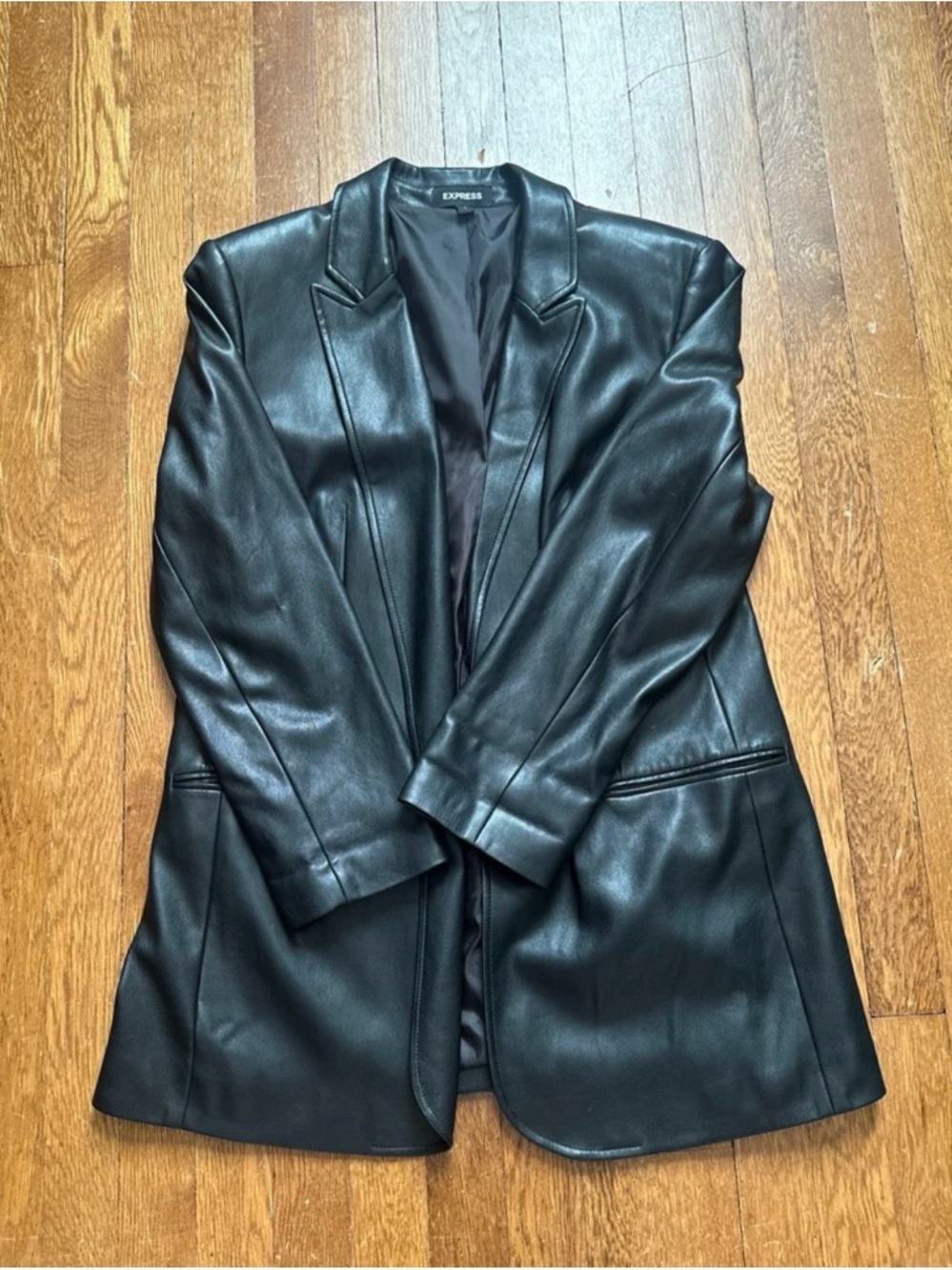 Express Black Faux Leather Blazer Jacket